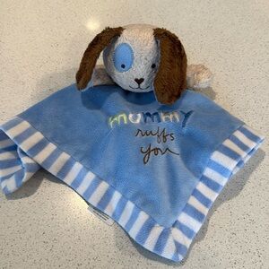 Wishes & kisses Lovey Security Blanket Puppy Dog Mommy Ruffs You Blue